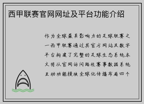 西甲联赛官网网址及平台功能介绍
