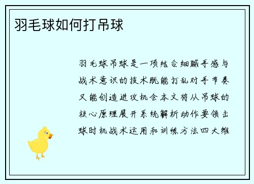 羽毛球如何打吊球